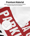 Close-up of "Parking Only Flag For Outdoor Home Decor Funny Yard Sign 30x45cm Polyester UV Protected Durable Garden Flag Hang On Porch"