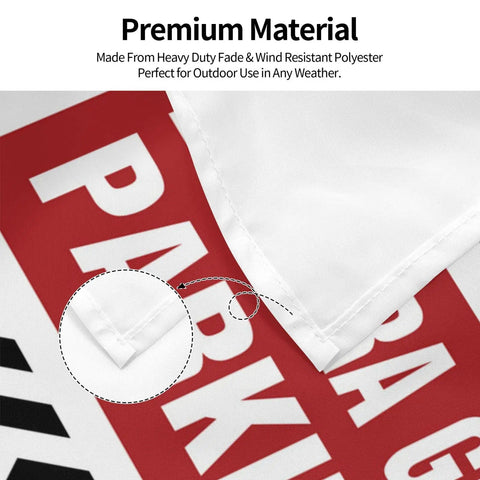 Close-up of "Parking Only Flag For Outdoor Home Decor Funny Yard Sign 30x45cm Polyester UV Protected Durable Garden Flag Hang On Porch"
