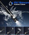 Dual-Lens 1920P HD Endoscope With Light, 8 Plus 1 Adjustable LEDs, semi-rigid cord, IP67 waterproof inspection camera in water