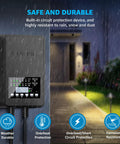 Dual Output 300W Low Voltage Landscape Transformer With Timer and Photocell Sensor on outdoor wall in rain