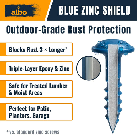 Size 8 Pocket Hole Screws 1-1/2 Inch, 400 Pack, Zinc Coated Carbon Steel, Square Drive, Easy Drive Wood Screws With 6 Inch Driver Bit For Cabinets And DIY Projects, Pro Grade featuring blue zinc shield for rust protection