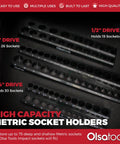 Magnetic Socket Organizer Set, 3-Piece Drive Metric Socket Holder With Strong Magnets, Holds Up To 75 Sockets, Pro Grade Tool Organizer, Heavy-Duty Black Stand for Quick Access and Tidy Workshop, Part 1151