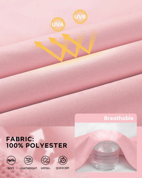 Pink fabric detail from Girls Rash Guard Zip Up Long Sleeve UPF 50 Plus Sun Protection Shirt Quick Dry Breathable Athletic Top Loose Fit.