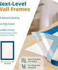 8.5 By 11 Inch Peel And Stick Adhesive Wall Frames Pack Of 5 In Blue, shown with self-adhesive backing and clear poly center