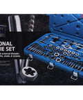 Product packaging for Fractional Tap And Die Set In Carbon Steel 58 Piece Tool Kit For Hand Threading In Metalworking Auto Shop Maintenance And Construction With Heat Treated Precision Cut Threads For Consistent Results