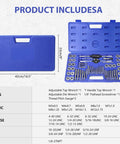 Pro Grade Tap And Die Set With 60 Pieces For SAE No. 4 To One Half Inch And Metric M3 To M12 Rethreading Tools And Thread Chasers