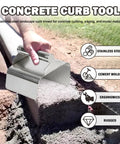 Using Curb Edger Trowel For Concrete Edging, ergonomic slant design hand tool smoothing concrete edge, pro-grade heavy-duty tool