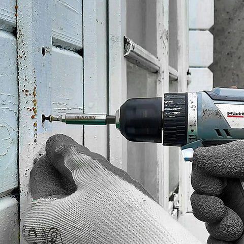Using a drill with 9 Piece CrV Screwdriver Bit Holders Set With Magnetic Extension Socket Drill Bit Holder Hex Shank Quick Change