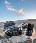 Off-roader using Wireless Hub Receiver and Mobile App for Smittybilt Gen2 XRC and X2O Winches, Bluetooth Control with iOS and Android.