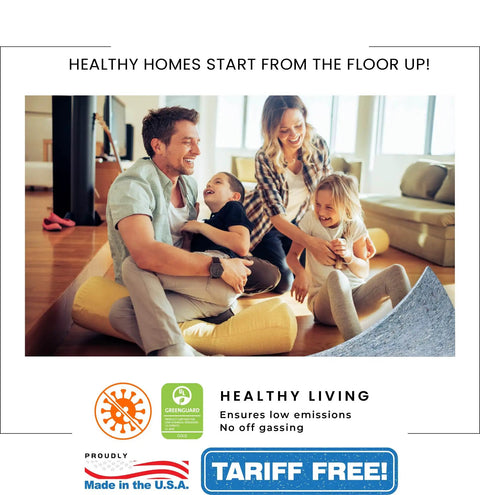 Family enjoying time indoors on laminate flooring, showcasing Slick And Tough Foam Underlayment Roll For Laminate And Wood Flooring With Moisture Resistant Barrier Shock Absorbing Subfloor Padding No Sweat Installation 100 Square Feet.