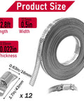 Hose Clamps Assortment Kit For DIY Projects 304 Stainless Steel 32.8 Ft Metal Straps With 12 Extra Strong Fasteners product size details