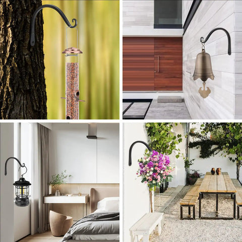 Hella Sturdy Heavy Duty Plant Hangers Double Pack Eight Inch Steel Wall Brackets Built Tough Holds Up To Forty Four Pounds Rock Solid For Hanging Baskets Bird Feeders Lanterns Black