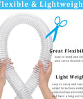 Flexible and lightweight 1.5 inch by 20 feet clear hose being held, showcasing its adaptability and zero kink design.