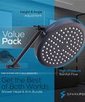 Round Rain Shower Head With Extension Arm, Height Adjustable High Pressure Shower Head, Oil Rubbed Bronze Finish in bathroom