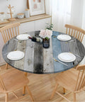 Wood Grain Round Tablecloth With Elastic Edge Spill Proof Waterproof And Oil Proof Fitted Cover For Indoor Outdoor Patio Tables 48 Inch Diameter