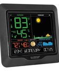 Color Forecast Station With Big Display And Temperature Humidity Alerts showing outdoor temperature, humidity, forecast, and date.