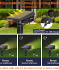40 LED Solar Landscape Spotlights IP65 Waterproof Outdoor Yard Light 2 Pack Auto On Off Warm White adjustable brightness modes
