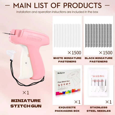 Clothing Hemming Tool That Feels Like A Pro Handheld Stitch Gun Quick Fixer For Pants Skirts Dresses And Sleeves No Sew Needed Tagging Gun Style Comes With 6 Needles Plus 1500 Black And 1500 White Fasteners with miniature stitch gun and fasteners.