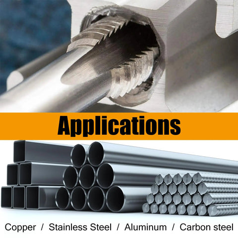 Close-up of M8 X 1.25mm Tap And Die Set Built Tough In High Speed Steel HSS6542 used on metal applications, pipes shown.