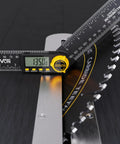 Built Tough Aluminum Digital Angle Finder And Precision Protractor Gauge measuring 135 degrees with a bright display on a black surface.