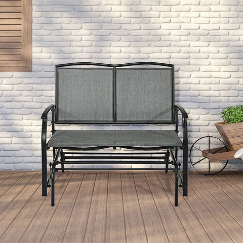 Outdoor Glider Bench For Patio And Backyard With Steel Frame That Handles 400 Lbs Two Person Loveseat Swing Rocker Great For Poolside Lawn Balcony And Porch Hangouts Gray