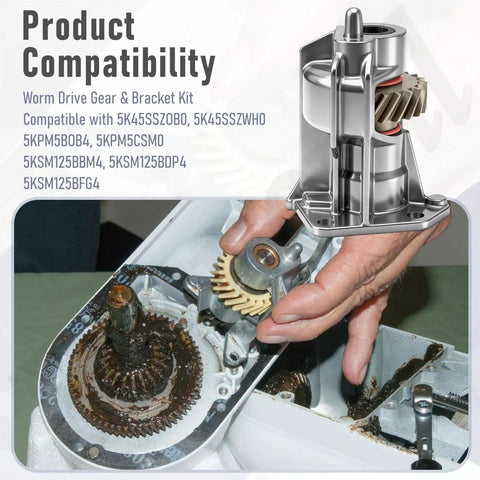 Beefed Up Metal Worm Drive Gear And Bracket Kit Replacement WP240309 2 For Stand Mixers Upgrade That Fits Whirlpool Maytag And Related Models 4162100 4162101 4169907 4169941 4170007 4176130 949544