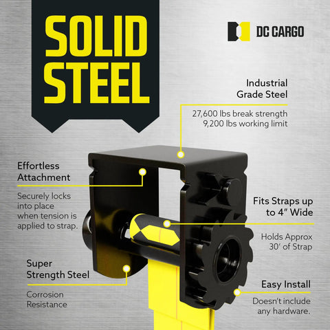 Sliding Winch For Flatbed Trailer Heavy Duty Tie Down System With Powder Coated Steel and features labeled on display board.