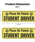 Two Pack Student Driver Magnets for Car Highly Reflective Stickers for Doors Trunk Hood and Bumper Universal Removable Be Patient New Driver Magnet Yellow, 9.45 x 2.95 in