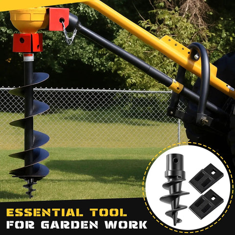 Bolt On Spiral Point Auger Pilot Tip And Two 3 Point Cutting Edges With Hardware For Heavy Duty Post Hole Diggers attached to tool