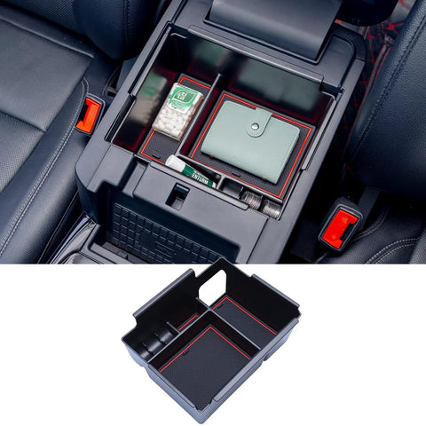 Ford Explorer Console Organizer Tray For 2020 Through 2026 Deep Armrest Storage Box With Coin Holder And Non Slip Mats Red Interior