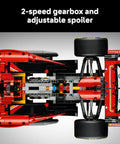 Underside view of Ferrari SF-24 F1 Car Model Kit For Adults Ages 18 And Up with 2-speed gearbox and adjustable spoiler features.