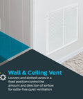 16 By 16 Inch Return Air Vent Cover For Wall Or Ceiling, Solid Steel Grille With Fixed Vanes Directing Airflow, HVAC Vent Cover In White Finish, Fits Standard Duct Opening 16 By 16 installed on wall