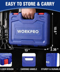 Carrying case for Beefy Half Inch Drive Deep Impact Socket Set, 6-Point Cr-V Steel Metric 10mm To 27mm with dimensions labeled.