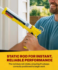 Man using Hex Rod Caulk Gun For 10 Oz Sealant And Adhesive Cartridges, Quiet Squeeze DripFree Tool With Cradle Frame