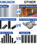 Comparison of 60-Pack Slotted Split Roll Pins 4 Mm Diameter 1.6 Inch Long Rock Solid 65Mn Steel and standard carbon steel pins.
