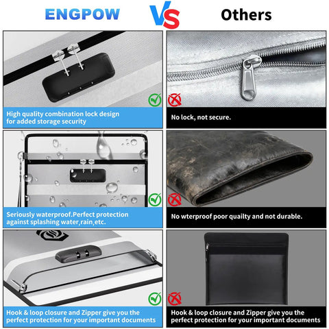 Heavy Duty Fireproof Document Bag With Lock 5200F Heat Resistant 15X11 Inch Fireproof Pouch For Cash Valuables A4 Legal Documents And More Water Resistant Zippered Organizer For Home Office
