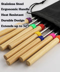 Sturdy 32 Inch Marshmallow Roasting Sticks For Fire Pit Bonfire All In One Camping Kit Eight Pack Stainless Steel Telescopic Skewers