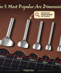 Leather Corner Punch Set With Double Sided Mallet Five Popular Sizes Leather Corner Cutters 10mm 15mm 20mm 30mm 40mm displayed