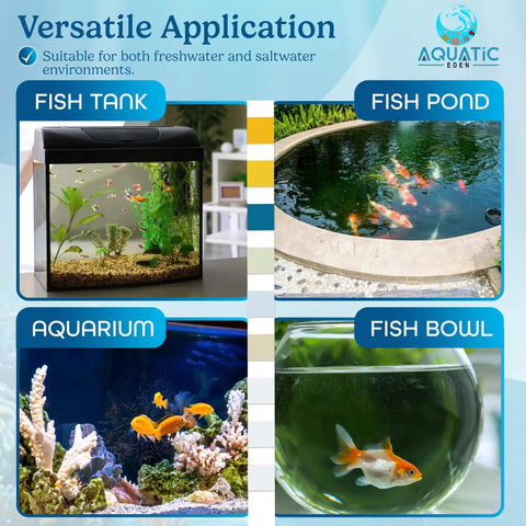Nine In One Aquarium Water Test Kit With 100 Freshwater And Saltwater Test Strips Dialing Into PH Nitrate Nitrite And Chlorine Levels Along With Iron Copper And Alkalinity For Snappy Fish Tank Checks And Zero Drama in various aquatic settings.