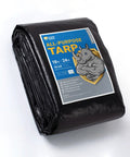 Heavy Duty Waterproof 18x24 Feet Black Poly Tarp Cover With Grommets 10mil Thick UV Resistant Tarpaulin folded package