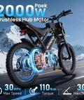 Powerful 2000W Electric Dirt Bike For Adults With 48V 18Ah Battery 110Nm Torque on mountain road.