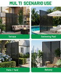 Weatherproof Metal Privacy Screen Panels For Outdoor Balconies Patios And Pools Black Louvered Design