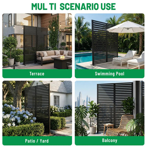 Weatherproof Metal Privacy Screen Panels For Outdoor Balconies Patios And Pools Black Louvered Design