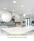 Modern kitchen with 12 Pack Ultra Thin 6 Inch LED Recessed Lights With Junction Box installed in ceiling, low-profile design