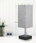 Set Of 2 USB Nightstand Lamps With Grey Fabric Shade Small Table Lamps For Bedroom, USB ports, dimensions 15.4 x 4.7 x 4.3 inches