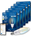 Smart LED Vintage Glass Filament B11 Bulb 40W Equivalent Tunable White 2200K To 6500K 2.4GHz WiFi Bluetooth, 6 pack boxes and phone app