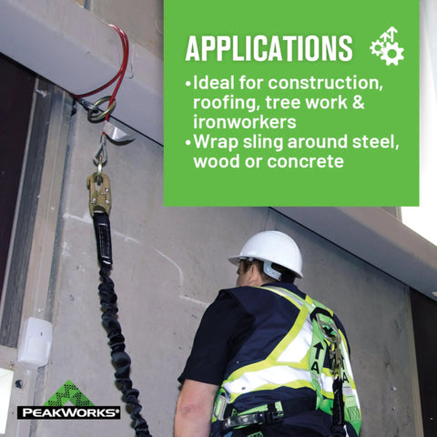 Worker using Go To Reusable Cable Anchor Sling With O Rings Ends For Fall Arrest, 6 Ft Long, 400 Lb Capacity, OSHA Compliant