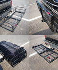 Heavy Duty Hitch Mount Cargo Carrier For 2 Inch Receiver 60 By 24 By 14.4 Inch Folding Luggage Rack with mesh surface