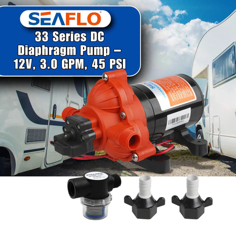 12V Diaphragm Pump Delivers 3.0 GPM At 45 PSI Self Priming Run Dry Safe For Marine RV And Home Water Systems Durable EPDM Valves