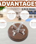 Two Pack Baseball Display Stands With Walnut Wood Base And Clear Acrylic Arms in a room showcasing advantages